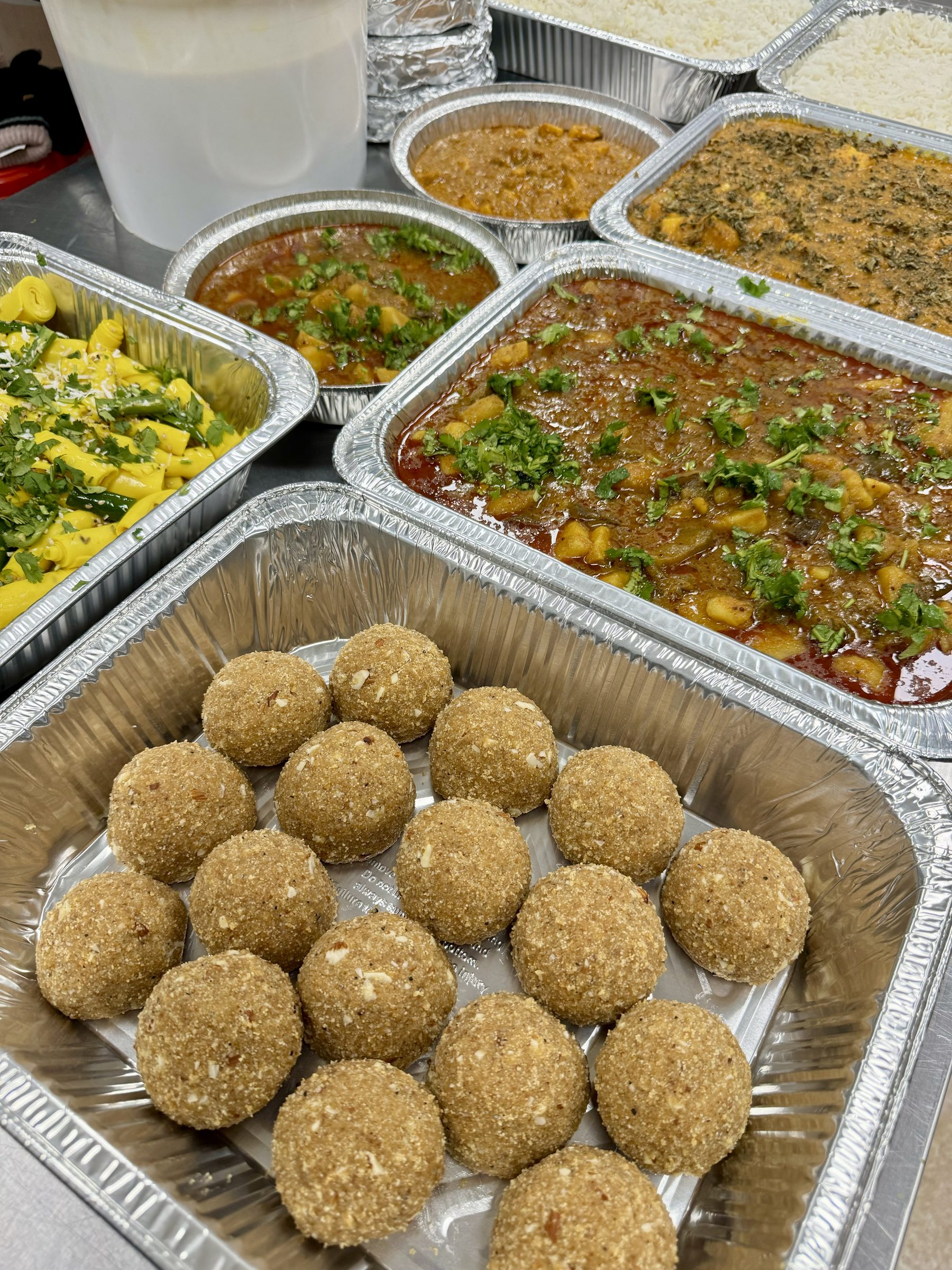 Catering trays with laddu and sides