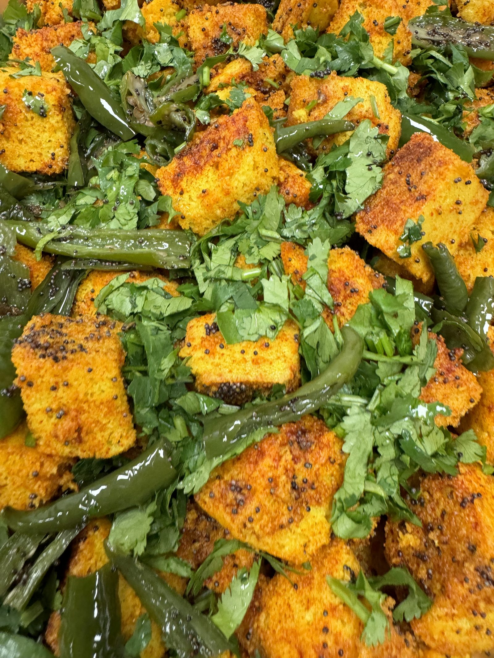 Paneer sabji with peppers and coriander