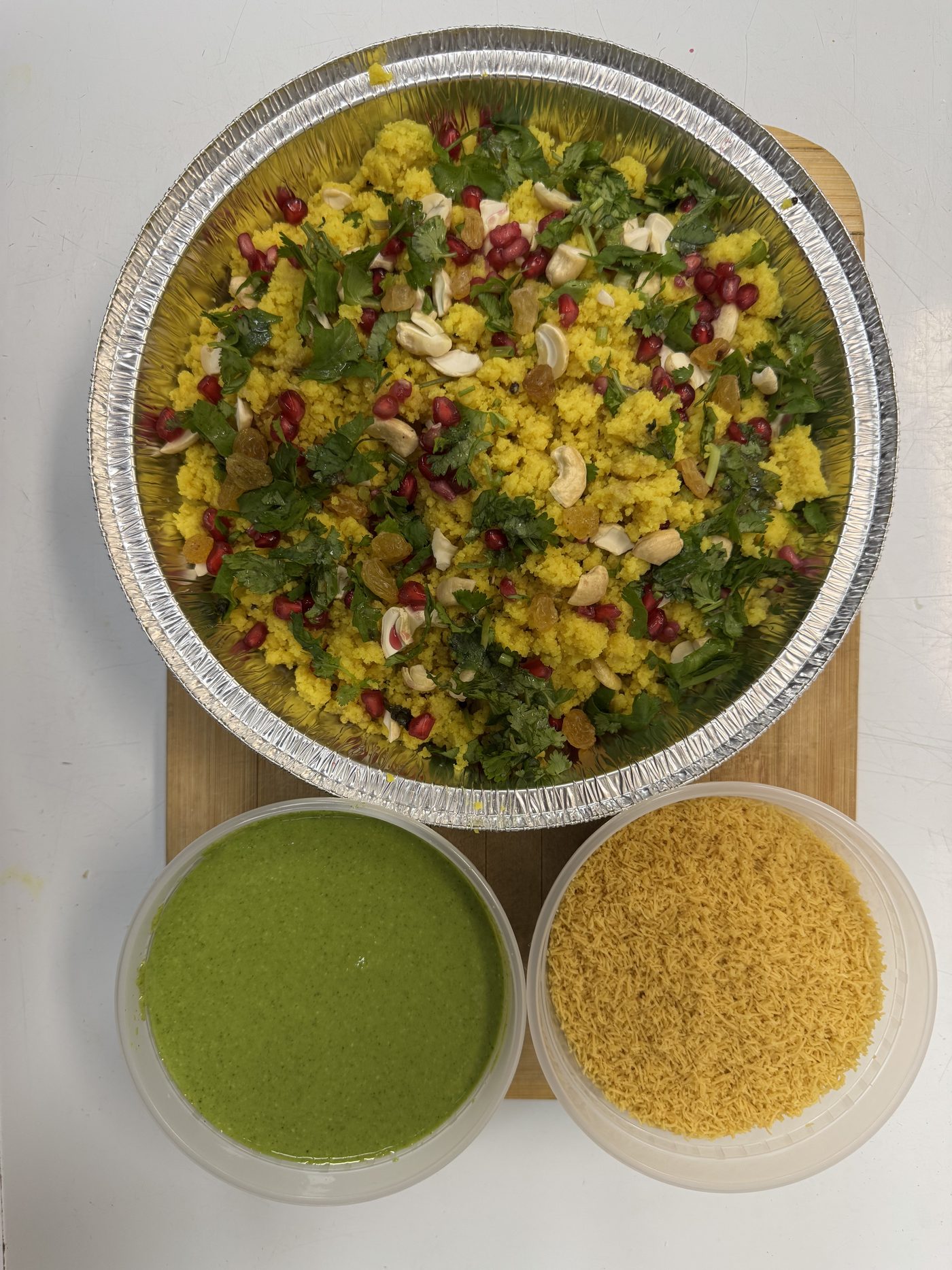 Poha served with chutney and sev